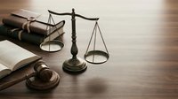 Legal scales of justice with gavel and law books on wooden desk representing court proceedings, attorney services, and judicial system concepts.