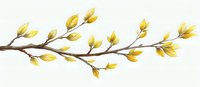 Watercolor branch with yellow autumn leaves on white background, botanical illustration style. Isolated design element for seasonal decor and stationery.