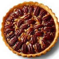 Homemade pecan pie with golden flaky crust and caramelized filling isolated on white background for bakery menu design and holiday dessert advertising.