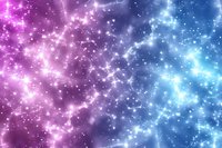 Magical cosmic background with sparkling stars and nebula clouds in vibrant pink and blue colors, perfect for fantasy designs, space themes, and dreamy wallpapers.