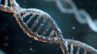 DNA double helix structure with glowing particles for genetics research, biotechnology and molecular biology scientific concepts.