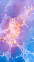 Ethereal marble texture in purple and blue with golden veining creates luxurious abstract background. Dreamy cosmic pattern for luxury design projects.