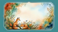 Watercolor autumn frame with cute foxes and foliage border on transparent background, perfect for seasonal designs and nature-themed projects.