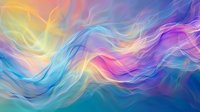 Ethereal flowing waves of vibrant colors blend together in abstract swirls of yellow, blue, pink and purple creating a dreamy atmospheric background pattern.