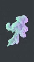 Flowing abstract form with gradient mint green to lavender tones on dark background, isolated and ready for design use on apparel and digital projects.