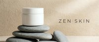 White cosmetic jar stacked on smooth stones against beige background, representing skincare, wellness, and spa product branding for beauty packaging design.