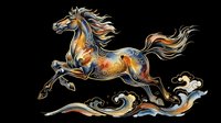 Majestic golden horse leaping with flowing mane and tail, isolated on transparent background. Ready for t-shirt designs, clipart, stickers, sublimation, and print-on-demand products.