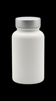 White supplement bottle with silver metallic cap isolated on transparent background, ready for packaging design, product mockups, e-commerce, print-on-demand, and branding applications.