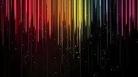 Vibrant rainbow colored light streaks falling from top against dark background with glowing particles, creating dramatic abstract pattern for modern design projects.