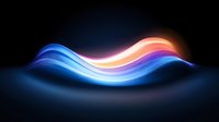 Glowing abstract wave with vibrant blue and orange light trails flowing smoothly against dark background, creating dynamic motion effect for modern design projects.