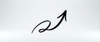 Hand-drawn curved arrow pointing upward and right with decorative swirl, black line art on white background for business growth and success concepts.