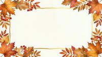 Autumn leaves and berries frame a blank cream background, ideal for seasonal greeting cards, fall promotions, and harvest-themed designs.