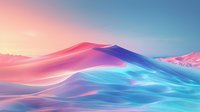 Surreal desert landscape with glowing pink and blue sand dunes under ethereal sky, creating dreamlike atmosphere for fantasy and science fiction backgrounds.