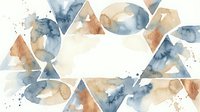 Abstract watercolor geometric composition with triangular shapes in blue and brown tones on white background for modern design projects.