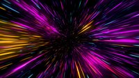 Dynamic speed lines burst from center creating vibrant purple and orange light trails for motion graphics and futuristic digital backgrounds.