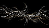Elegant flowing lines radiate from center creating dynamic swirl pattern on black background for modern graphic design and decorative applications.