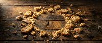 Gold nuggets and flakes arranged in a circle on rustic wooden surface, representing wealth, mining, and precious metal investment opportunities.