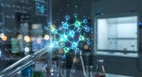 Digital network connections with glowing nodes and data visualization in modern technology workspace for business analytics and connectivity concepts.