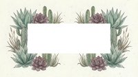 Watercolor succulent frame border with cacti and desert plants on beige background for wedding invitations, botanical designs and decorative projects.