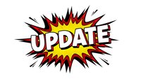 Comic book style explosion burst with UPDATE text in bold letters on yellow center with red and black radiating spikes for dynamic messaging designs.