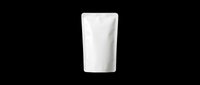 White stand-up pouch mockup isolated on transparent background, ready for branding, packaging design, print on demand, stickers, and product label projects.