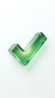 Green glass checkmark symbol isolated on white background for approval, success and confirmation concepts in business presentations.