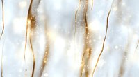Elegant gold wavy lines on soft white background with glowing bokeh effect, creating luxurious festive atmosphere for holiday designs.