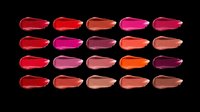 Lipstick smear swatches collection in red, pink, nude, and orange shades, isolated on transparent background, ready for beauty T-shirts, stickers, and print on demand.