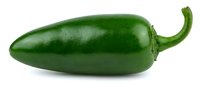 Fresh green jalapeno pepper isolated on white background, ready for culinary design, food packaging, and recipe illustrations.