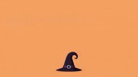 Witch hat with buckle on orange background, isolated design element for Halloween costumes, decorations, and seasonal marketing materials.