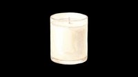 Cream-colored scented candle in glass jar with wick, isolated on transparent background. Ready for design use on t-shirts, stickers, print-on-demand products, and digital crafts.