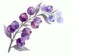 Watercolor purple berry branch with leaves isolated on white background for botanical illustration and natural design projects.