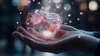 Magical glowing pink water splash floating above open palm against dark background with bokeh lights, creating ethereal atmosphere and mystical effect.
