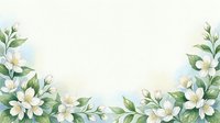 Watercolor floral frame with white flowers and green leaves on light background for wedding invitations, greeting cards and romantic designs.