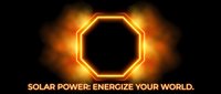Glowing octagonal neon frame with golden yellow light effect on black background, symbolizing renewable energy and solar power technology for sustainable solutions.