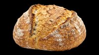 Crusty artisan sourdough loaf isolated on transparent background, ready for bakery designs, food packaging, restaurant menus, print-on-demand products, and culinary graphics.