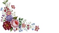 Watercolor floral corner arrangement with roses, dahlias and wildflowers on white background for wedding invitations, greeting cards and decorative designs.