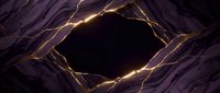 Dark cave entrance with glowing golden light emanating from within rocky purple stone walls creating mysterious underground portal atmosphere.