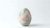Elegant marble egg with soft pink and green swirls on white background, isolated decorative object for Easter spring design projects.