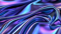 Smooth flowing curves in vibrant neon blue and purple create dynamic abstract background with glossy metallic texture and fluid wave-like motion pattern.