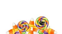 Colorful lollipops and candy corn isolated on white background, perfect for Halloween designs, greeting cards, and festive seasonal graphics.
