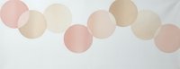 Abstract geometric composition with overlapping translucent circles in soft pink, beige and cream tones creating modern minimalist design for contemporary decor.