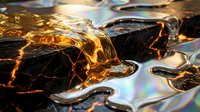 Liquid gold metallic surface with flowing waves and reflective highlights creating abstract luxury background for premium design projects.