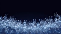 Delicate ice crystals form intricate patterns against dark background, creating magical winter macro photography with sparkling frost formations and natural light effects.