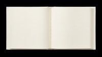 Open blank notebook with cream pages and beige cover, isolated on transparent background. Ready for clipart, print-on-demand, sublimation, t-shirt design, and sticker applications.