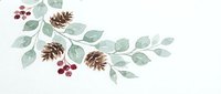 Watercolor winter botanical branch with pine cones, red berries and eucalyptus leaves on white background. Holiday seasonal decoration element.