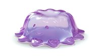 Playful purple jelly creature with wavy edges and translucent body against white background, isolated design element for creative projects and digital art.