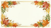 Autumn leaves frame with gold border on cream background, featuring fall foliage in orange, red, and yellow tones for seasonal designs and decorative layouts.