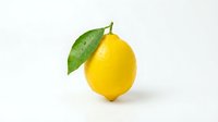 Fresh yellow lemon with green leaf isolated on white background for culinary design and healthy food concepts.