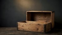 Vintage wooden crates stacked on rustic surface against dark background, antique storage boxes with weathered texture for rustic decor and organization.